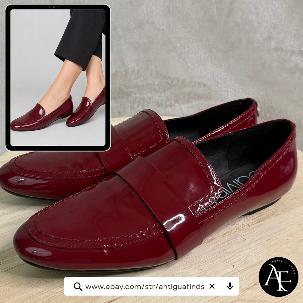 Calvin Klein Olette Red Patent Leather Penny Loafers Flats Womens 9 34E1994